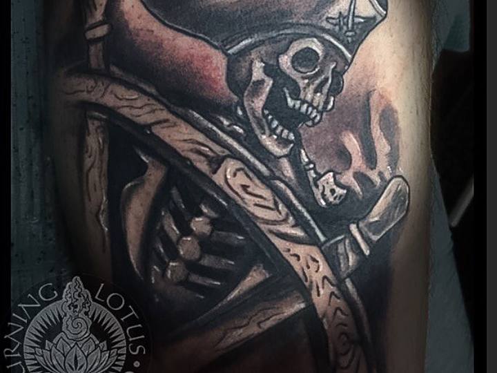Black and grey pirate skeleton