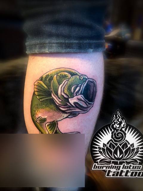 Color largemouth bass on a calf